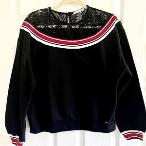 Lace detail sweatshirt